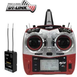 Detrum Blitz-DT9 9CH Smart Programming/Telemetry RC Transmitter Red w/ iStone SR86A Stabilizer Receiver