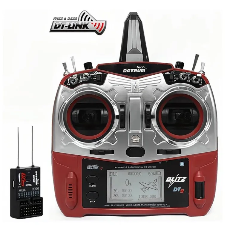 Detrum Blitz-DT9 9CH Smart Programming/Telemetry RC Transmitter Set Red (TX+RXC9M)