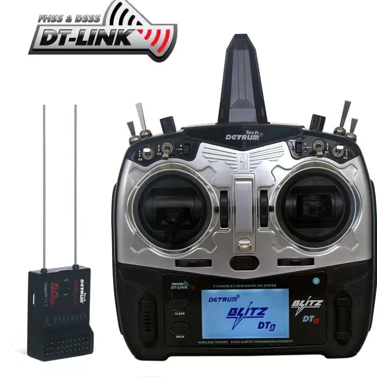 Detrum Blitz-DT9 9CH Smart Programming/Telemetry Long-Range RC Transmitter Set Black (TX+SR86A-G RX)