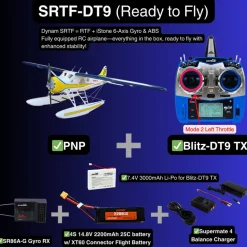 Dynam DHC-2 Beaver V2 Blue 4S Sea/Land RC Float Plane 1.5m w/ Flaps Plus Floats & Rubber Wheel