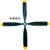 Dynam DYP-1028 13x6x4 4-Blade Plane Nylon Propeller Standard Rotation w/ Yellow Tips