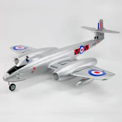 Dynam Gloster Meteor F8 V2 Silver 6S 12-Blade Twin Inrunner 70mm EDF RC Jet w/ Flaps