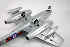 Dynam Gloster Meteor F8 V2 Silver 6S 12-Blade Twin Inrunner 70mm EDF RC Jet w/ Flaps