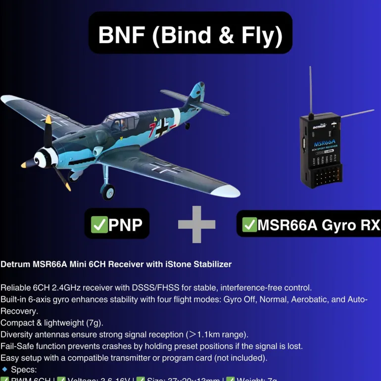 Dynam Messerschmitt BF-109 V2 4S RC Warbird Plane 1300mm w/ Flaps