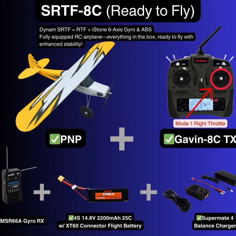 Dynam Primo RC Beginner Trainer Yellow STOL Bigfoot 4S 1450mm w/ Flaps