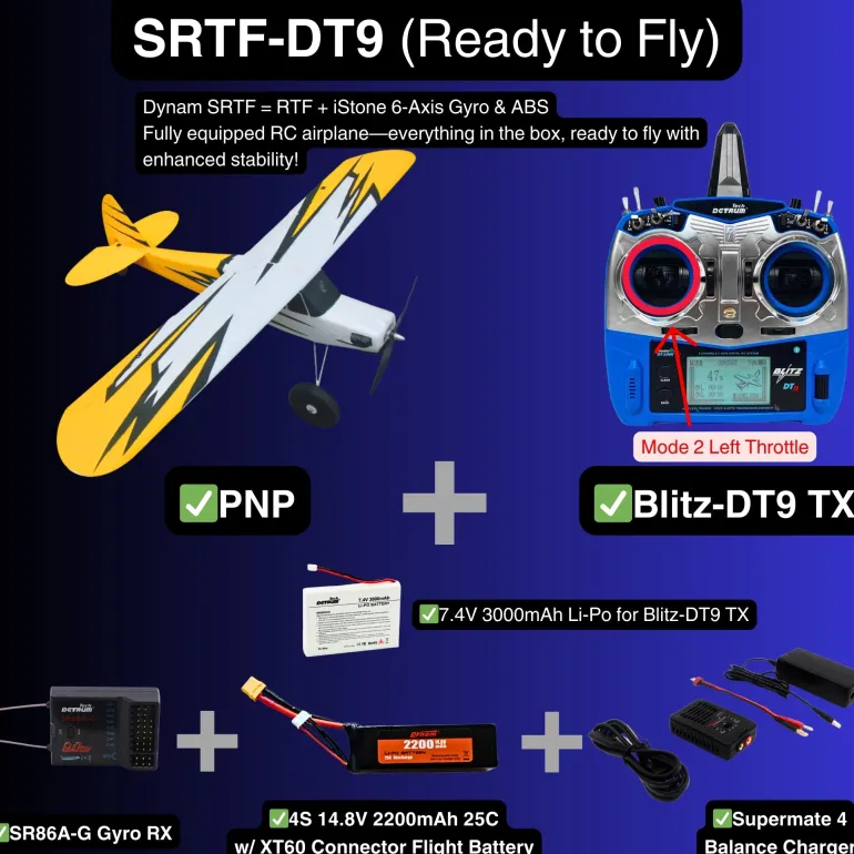 Dynam Primo RC Beginner Trainer Yellow STOL Bigfoot 4S 1450mm w/ Flaps