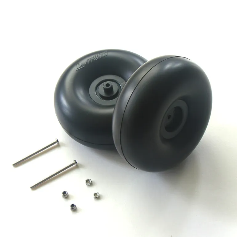 Dynam 4" Smooth Surface Rubber Foam Wheel Set for RC Airplane (2pcs - 3.6 mm Hole/axle)