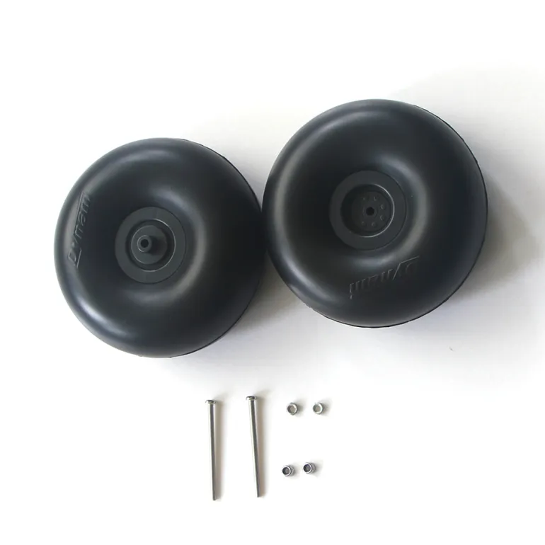 Dynam 4" Smooth Surface Rubber Foam Wheel Set for RC Airplane (2pcs - 3.6 mm Hole/axle)
