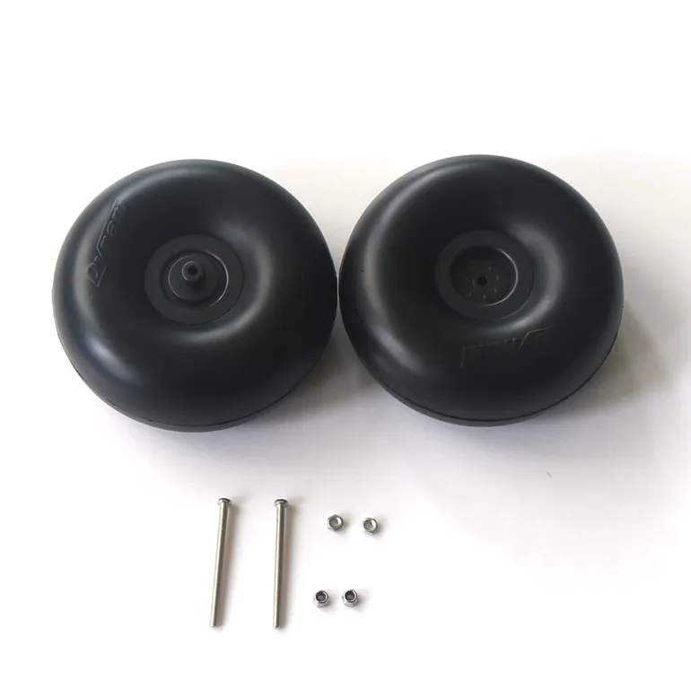 Dynam 4" Smooth Surface Rubber Foam Wheel Set for RC Airplane (2pcs - 3.6 mm Hole/axle)