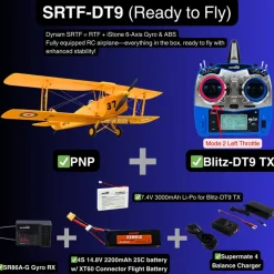 Dynam Tiger Moth DH. 82 V2 Yellow 4S RC Biplane 1300mm Wingspan