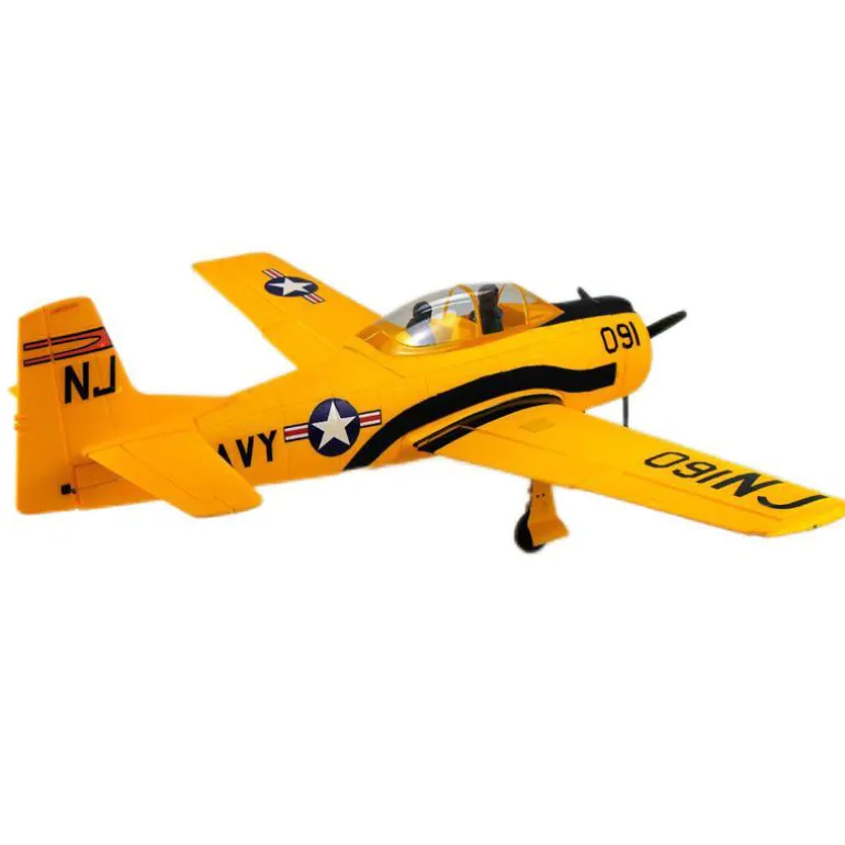 Dynam T-28 Trojan V2 Yellow 4S RC Warbird Plane 1300mm w/ Flaps
