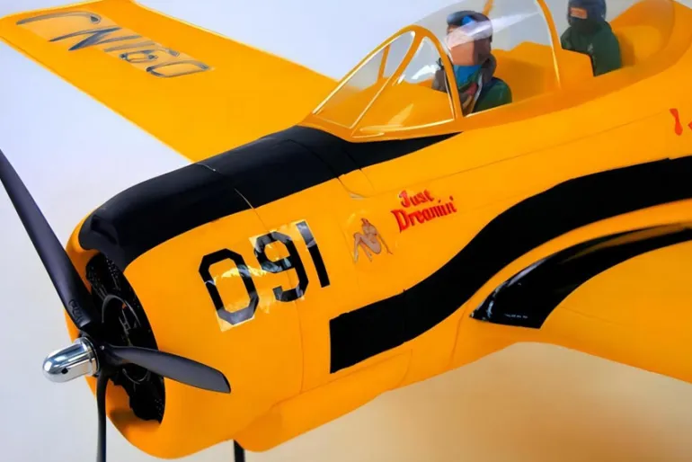 Dynam T-28 Trojan V2 Yellow 4S RC Warbird Plane 1300mm w/ Flaps