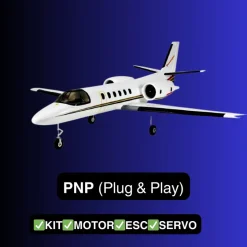 EU Stock Only! Dynam Cessna 550 Turbo Jet V2 White 4S Twin 64mm EDF RC Jet w/ Flaps