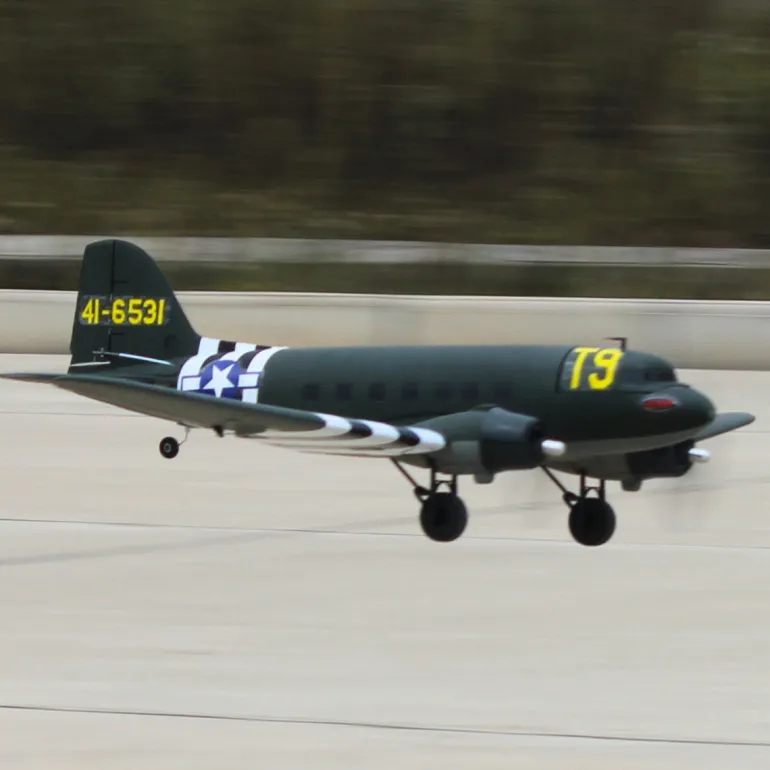 EU Stock Only! Dynam C-47 Skytrain V2 Green RC Warbird Plane 1500mm 59" Wingspan