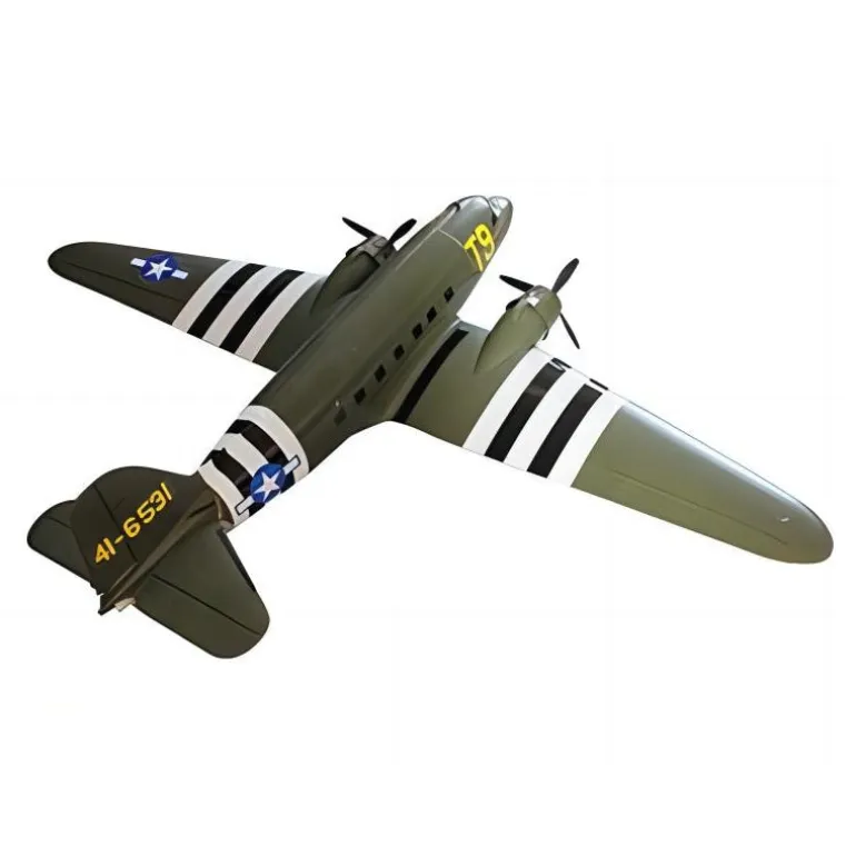 EU Stock Only! Dynam C-47 Skytrain V2 Green RC Warbird Plane 1500mm 59" Wingspan
