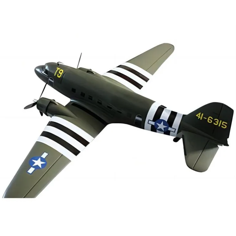 EU Stock Only! Dynam C-47 Skytrain V2 Green RC Warbird Plane 1500mm 59" Wingspan