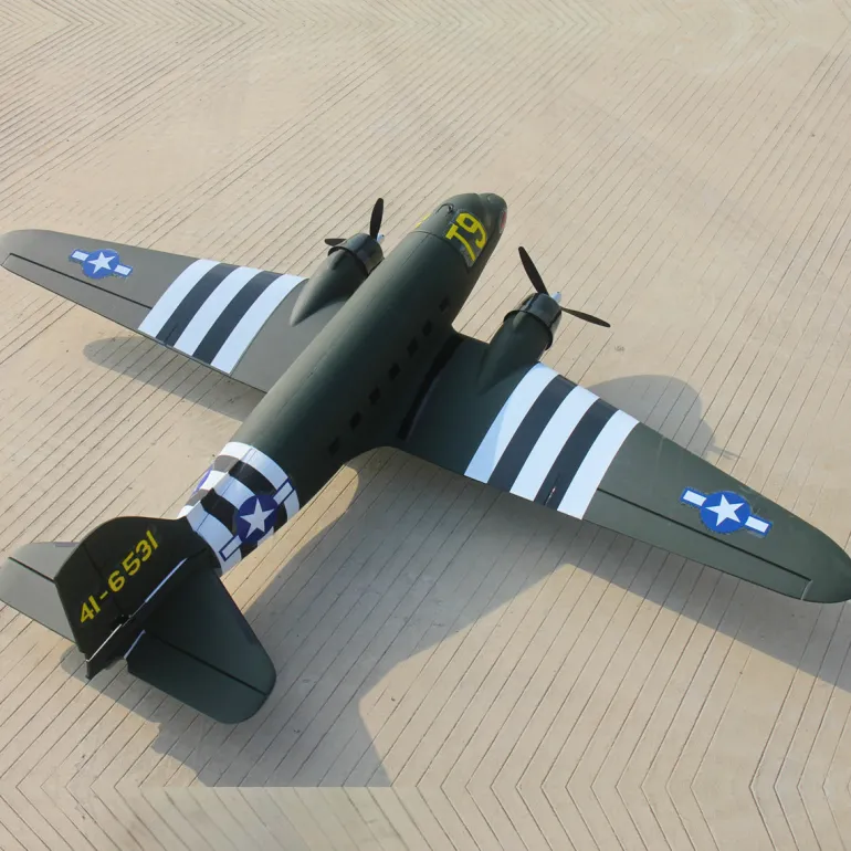 EU Stock Only! Dynam C-47 Skytrain V2 Green RC Warbird Plane 1500mm 59" Wingspan