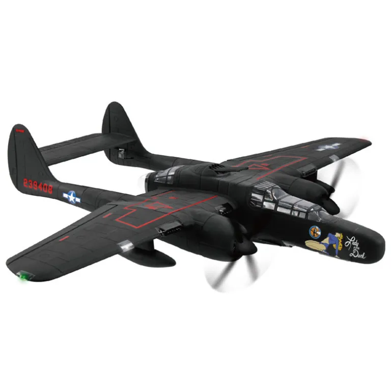 EU Stock Only! Dynam P-61 Black Widow 4S Twin Engine RC Warbird Plane 1500mm w/ Flaps