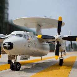🌟🎉 New Release! Dynam E-2C Hawkeye AEW 1500mm Twin-Engine 360° Rotating Radar RC Scale Airplane