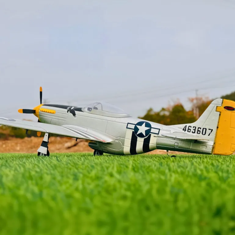UK Stock Only! Dynam P-51 Mustang V2 Silver RC Warbird Plane 1200mm Wingspan w/ Flaps