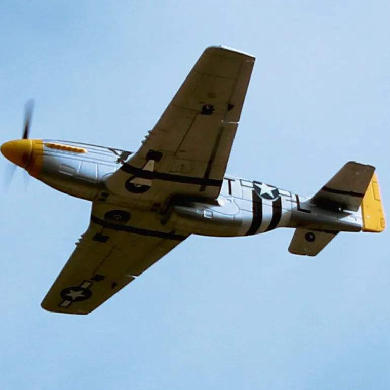 UK Stock Only! Dynam P-51 Mustang V2 Silver RC Warbird Plane 1200mm Wingspan w/ Flaps