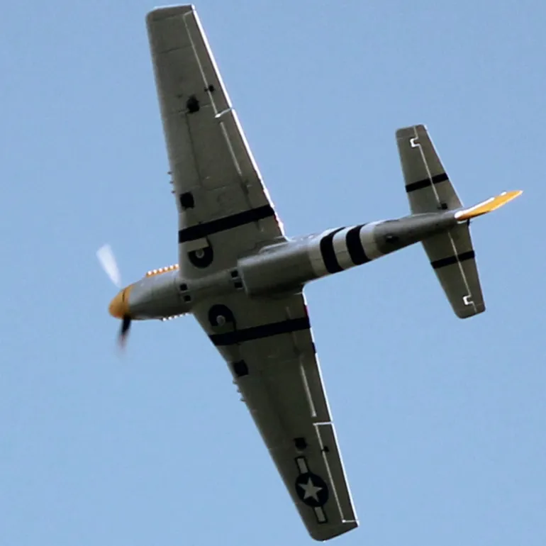 UK Stock Only! Dynam P-51 Mustang V2 Silver RC Warbird Plane 1200mm Wingspan w/ Flaps