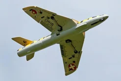✨🔄 Upgraded! Dynam Hawker Hunter 4S 70mm 12-Blade RC Beginner EDF Jet w/ Flaps