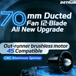 ✨🔄 Upgraded! Dynam 70mm 12-Blade 4S EDF Power System w/ TC-2827-2600KV Outrunner Brushless Motor & 80A ESC XT60